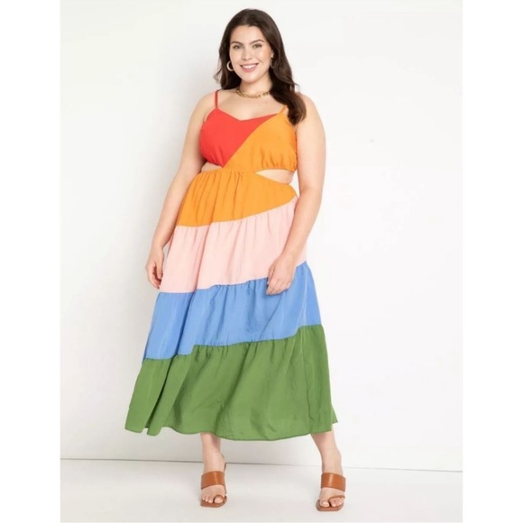 Eloquii Dresses & Skirts - Eloquii Rainbow Cutout Maxi Dress Size 18